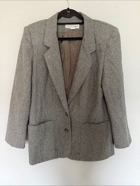 Vtg 90s Norton McNaughton Gray Wool Blazer - Dark Academia Old Money Size 8